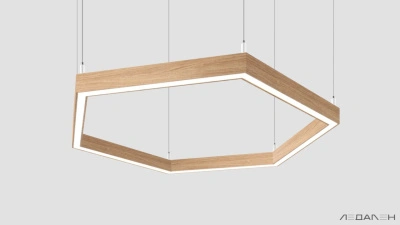 Шестиугольный светильник WOOD HEXAGON 6000K 80W, корпус Дуб