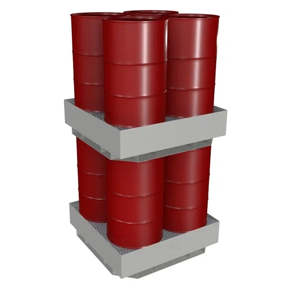 Поддон на четыре бочки штабелируемый открытый 1579x1358x1258 мм Серый