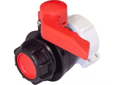 Кран п/э для еврокуба 50x75 с пластик. гайкой, с прокладкой EPDM, с резьбой S60x6 цв. чёрный, код: 38021