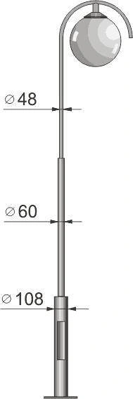 Стальной фонарный столб Т-23 со светильником 5,5 м