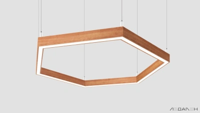 Шестиугольный светильник WOOD HEXAGON 6000K 80W, корпус Груша