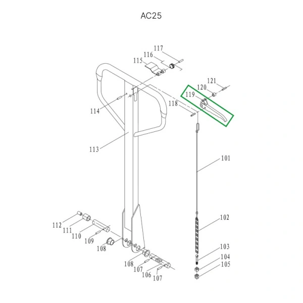 Рычаг управления режимом работы для гидравлических тележек JC20
