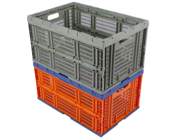 Складной ящик 600х400х310 с перфорированными стенками оранжевый