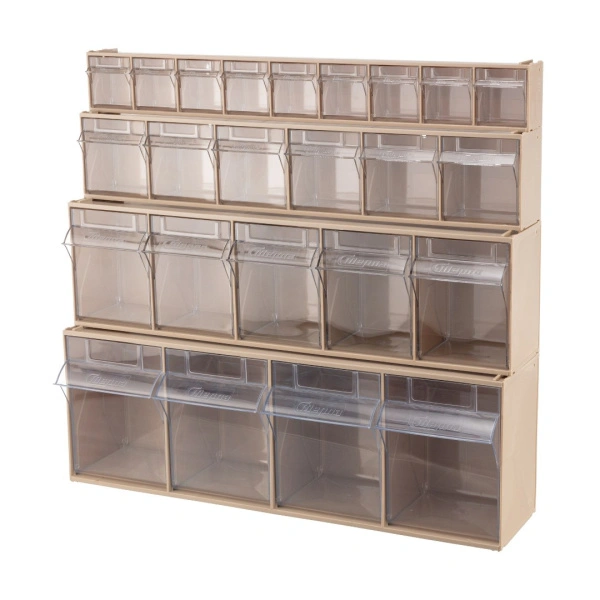 Короб откидной Стелла-техник F-600-4-B, 600х178х206 мм, 4 ячейки, бежевый, прозрачный