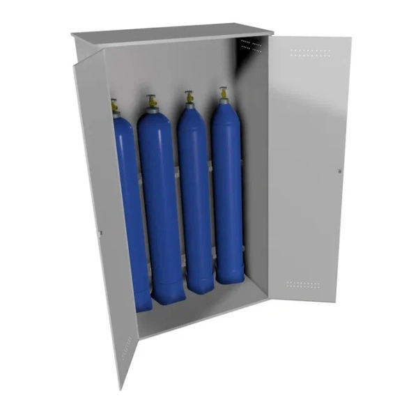Шкаф металлический для 4х кислородных баллонов 1,2мм 1800x1040x410 мм Светло-серый