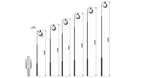 Стальной фонарный столб Т-21 со светильником 5,548 м