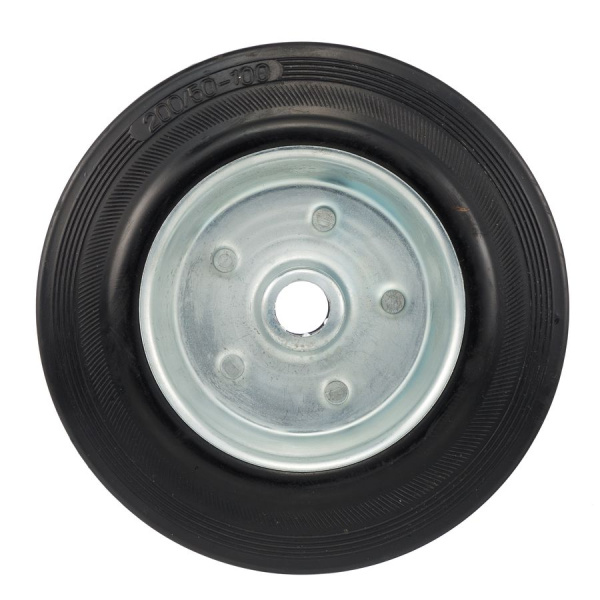 Колесо под ось 20мм Стелла-техник 4000-200 диаметр 200мм, грузоподъемность 185кг, резина, металл